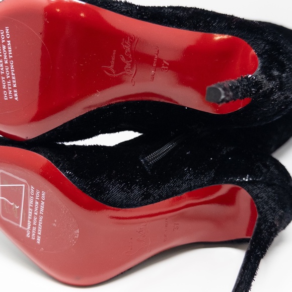 Christian Louboutin Kate Botta 100 Black Velours Papillon Knee High Boots 37 EU - Picture 7 of 8